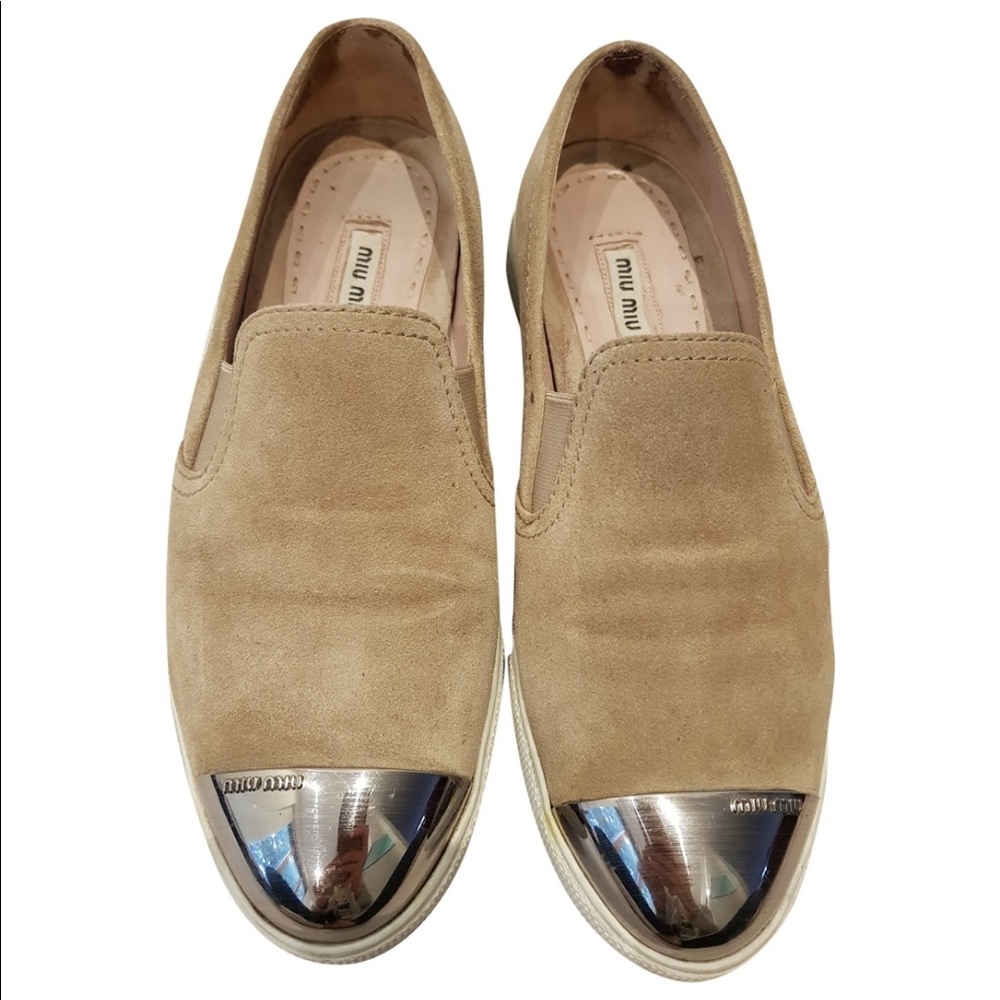 MIU MIU Tan Slip-on Sneakers Sz 36/6